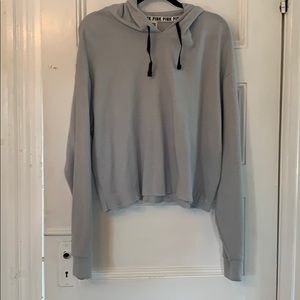 New crop light gray PINK waffle shirt.